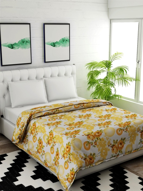

Salona Bichona White & Yellow Floral Mild Winter 120 GSM Double Bed Comforter