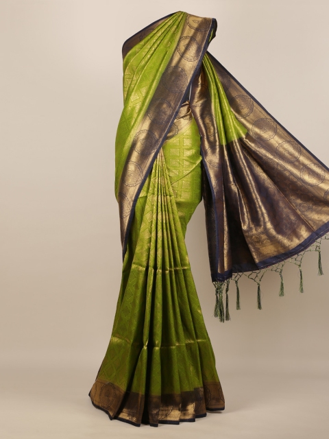 

Pothys Olive Green Woven Design Jute Silk Saree