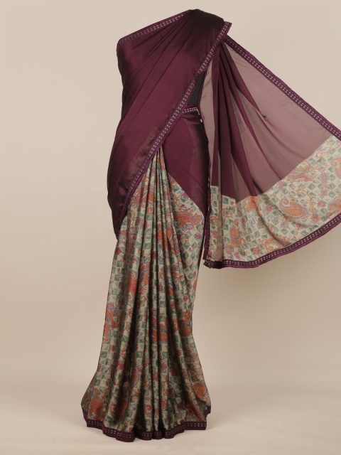 

Pothys Purple Printed Poly Chiffon Saree