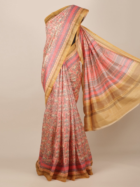 

Pothys Pink Printed Jute Silk Saree