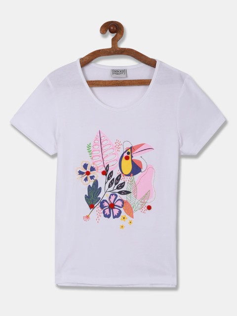 

Cherokee Girls White Printed Round Neck T-shirt
