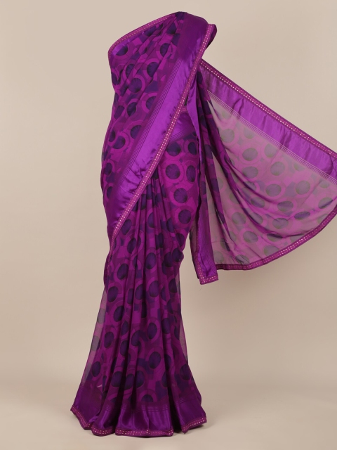 

Pothys Violet Printed Poly Chiffon Saree