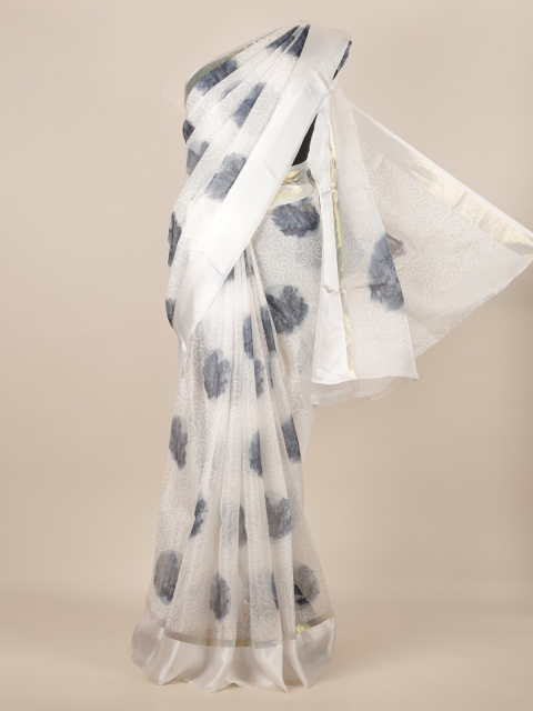 

Pothys White Printed Jute Silk Saree