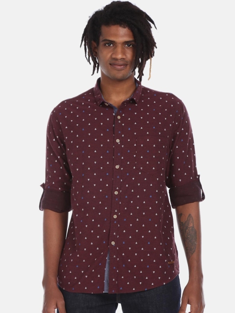 

Cherokee Men Burgundy Printed Casual Shirt