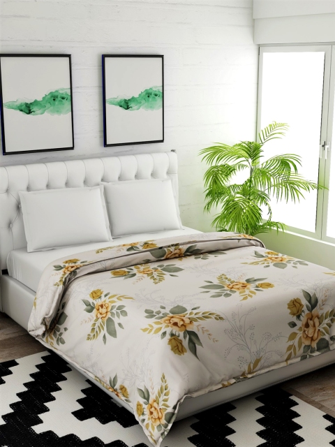 

Salona Bichona Beige & Grey Floral Mild Winter 120 GSM Double Bed Comforter