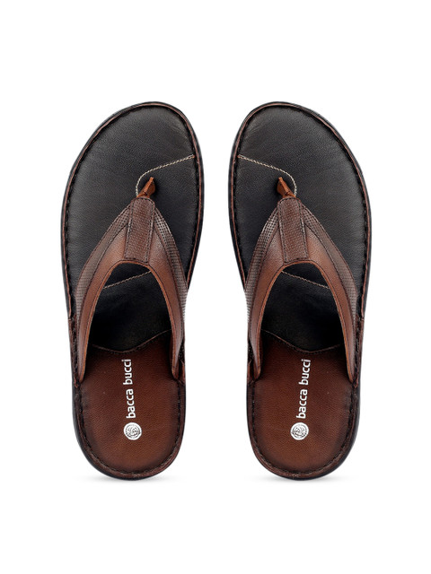 

bacca bucci Men Brown Solid Thong Flip-Flops