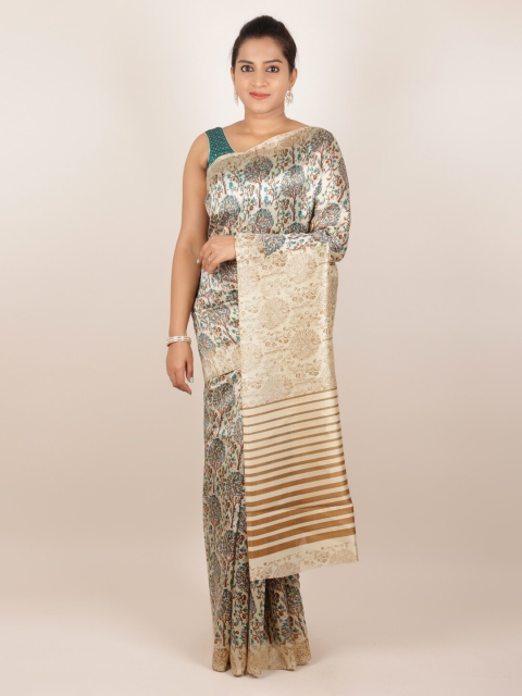 

Pothys Cream-Coloured Printed Jute Silk Saree