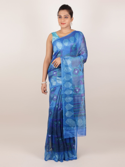 

Pothys Blue Printed Jute Silk Saree