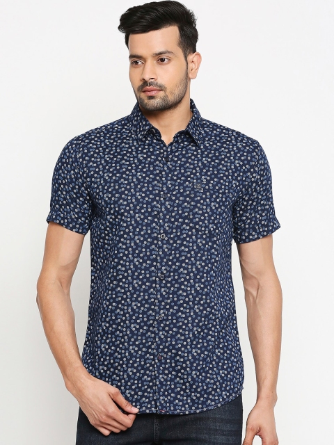 

Mufti Men Navy Blue Slim Fit Printed Casual Shirt