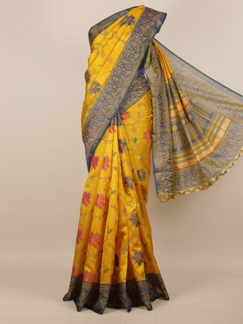 

Pothys Yellow Woven Design Jute Silk Saree