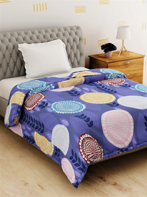 

Salona Bichona Purple & Pink Geometric Mild Winter 120 GSM Single Bed Comforter