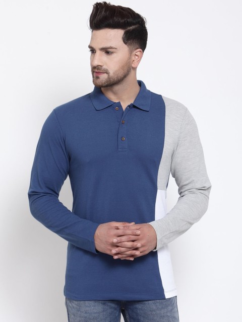 

Kalt Men Blue & Grey Colorblocked Tshirt