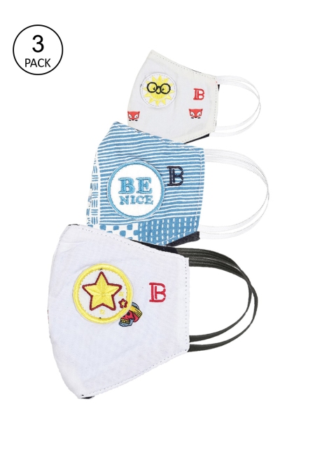 

Bene Kleed Kids Pack of 3 Printed 5-Ply Reusable Protective Outdoor Masks, White