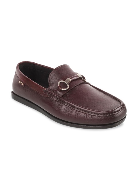 

Mochi Men Maroon Leather Horsebit Loafers