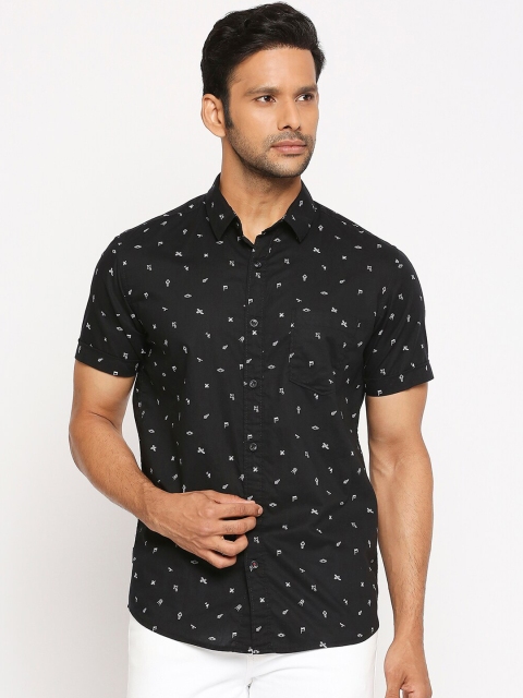

Mufti Men Black Slim Fit Printed Casual Shirt