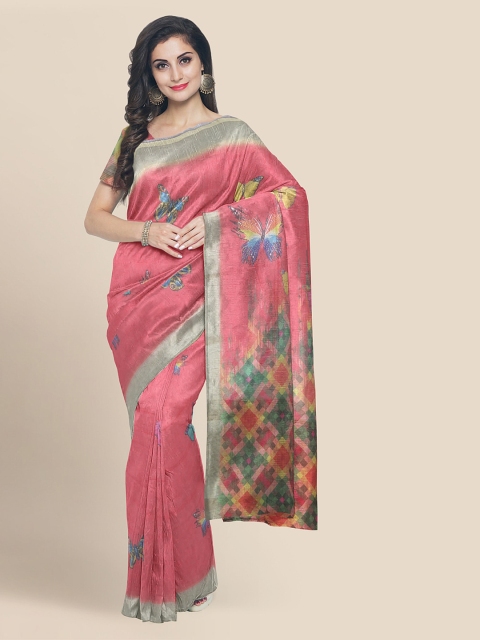 

KLM Fashion Mall Red Woven Design Linen Blend Saree
