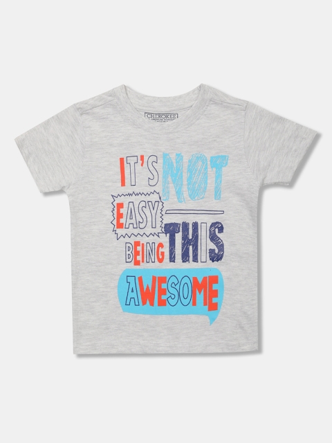 

Cherokee Boys Grey Printed Round Neck T-shirt
