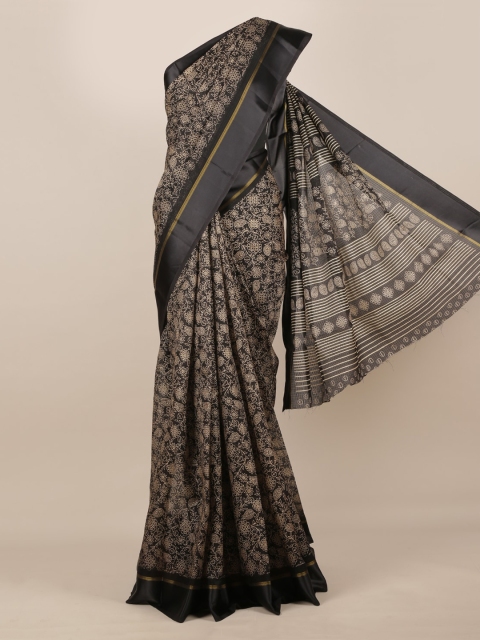 

Pothys Black & Beige Jute Silk Printed Saree