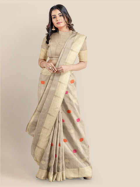 

KLM Fashion Mall Gold-Toned Tissue Woven Design Banarasi Saree