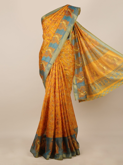 

Pothys Mustard Printed Jute Silk Saree