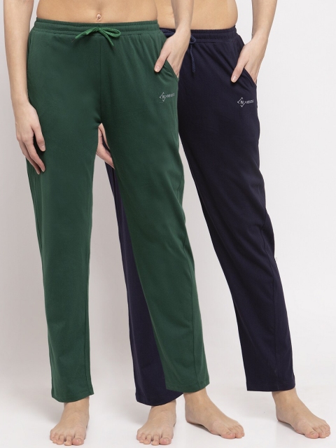 

NEUDIS Women Pack Of 2 Solid Lounge Pants, Green