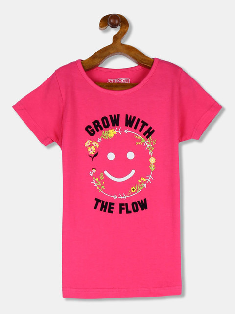 

Cherokee Girls Pink Printed Round Neck T-shirt