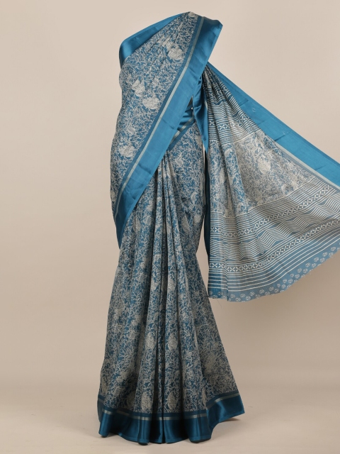 

Pothys Blue Printed Jute Silk Saree
