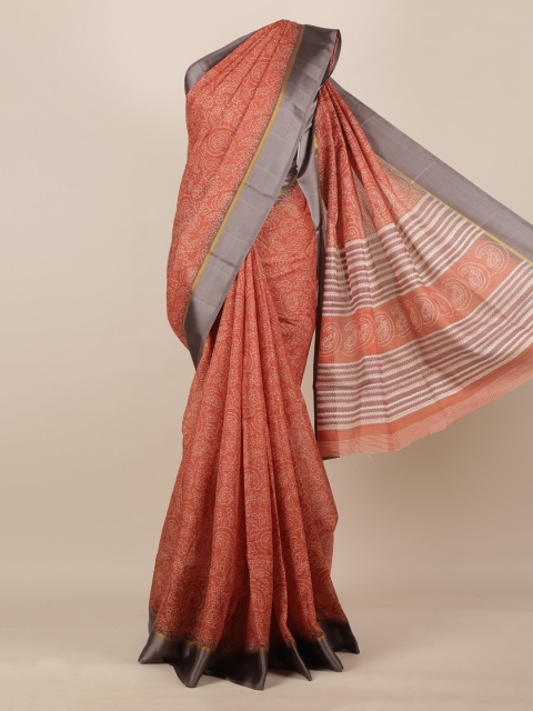 

Pothys Rust Printed Jute Silk Saree