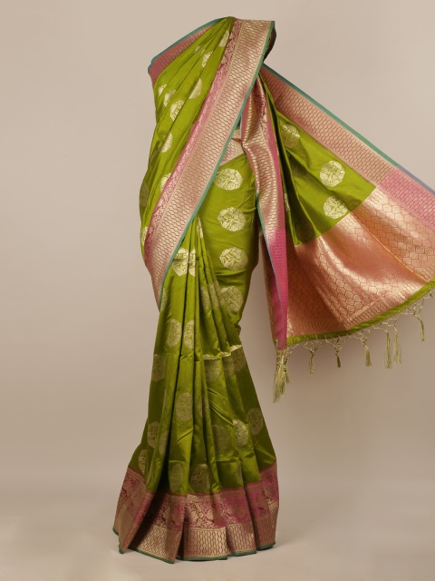 

Pothys Olive Green Woven Design Jute Silk Saree
