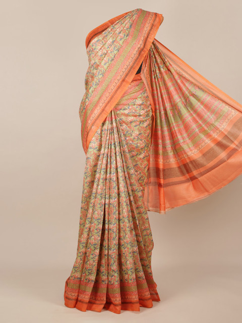 

Pothys Green Printed Jute Silk Saree