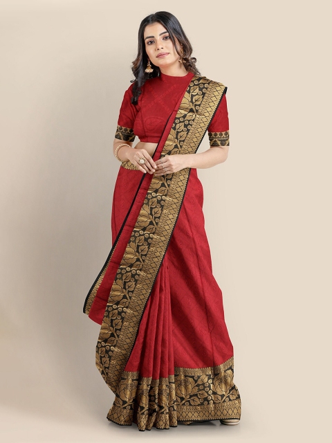 

KLM Fashion Mall Maroon Silk Blend Woven Design Banarasi Saree