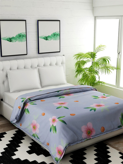 

Salona Bichona Blue & Pink Floral Mild Winter 120 GSM Double Bed Comforter