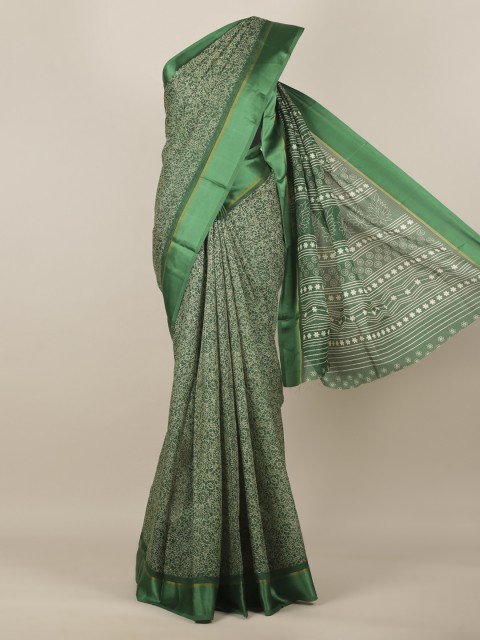 

Pothys Green Printed Jute Silk Saree