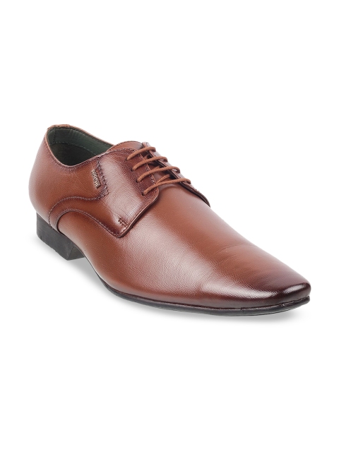 

Mochi Men Tan Brown Solid Leather Formal Derbys