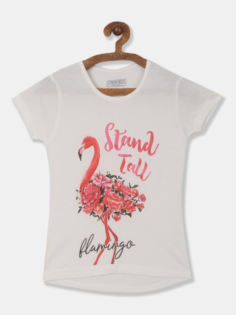 

Cherokee Girls White & Red Printed Round Neck T-shirt