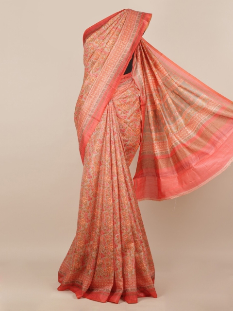 

Pothys Orange Woven Design Jute Silk Saree