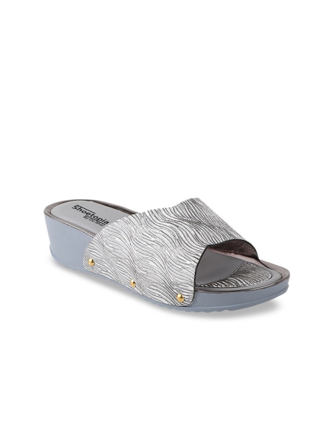 

Shoetopia Women Grey Woven Design Mules