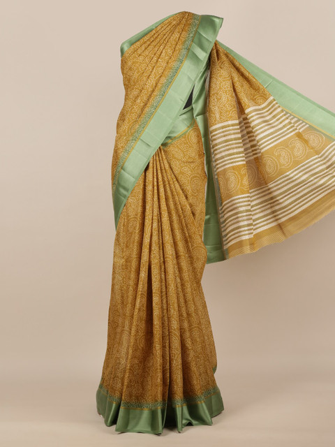 

Pothys Green Printed Jute Silk Saree