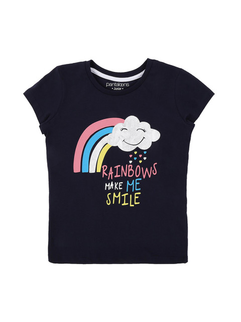 

Pantaloons Junior Girls Navy Blue Printed Round Neck T-shirt