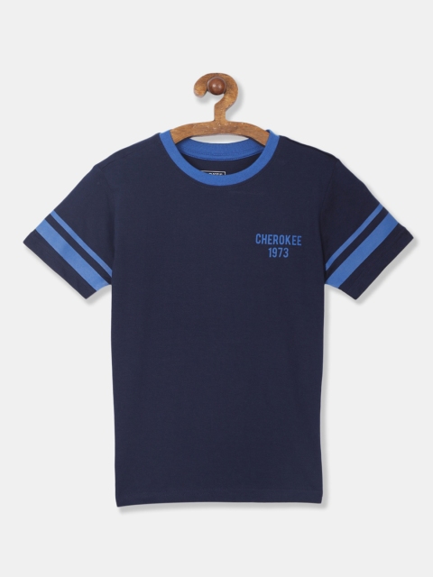 

Cherokee Boys Navy Blue Printed Round Neck T-shirt