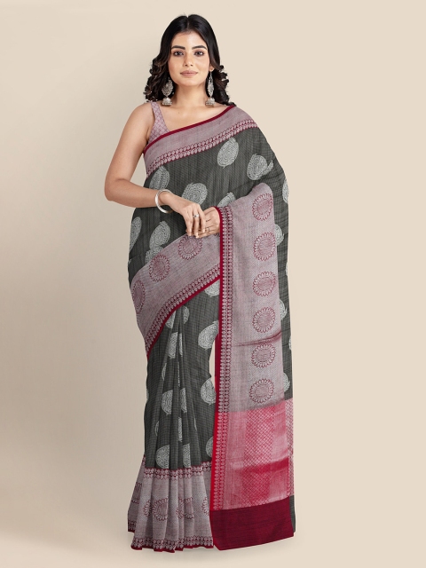 

KLM Fashion Mall Black Linen Blend Woven Design Banarasi Saree