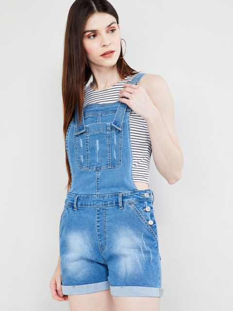 

max Women Blue Stonewashed Slim-Fit Denim Dungarees