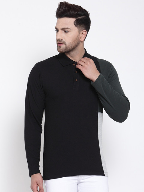 

Kalt Men Black & Green Colorblocked Tshirt