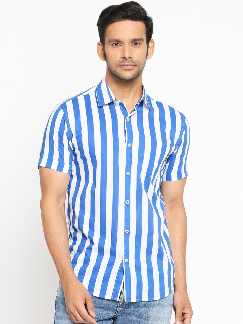 

Mufti Men Blue Slim Fit Striped Casual Shirt