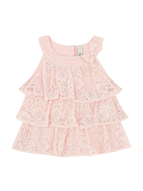 

Pantaloons Baby Girls Peach Self Design A-Line Dress