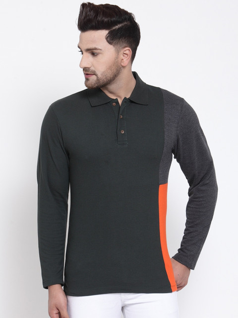 

Kalt Men Green & Grey Colorblocked Tshirt