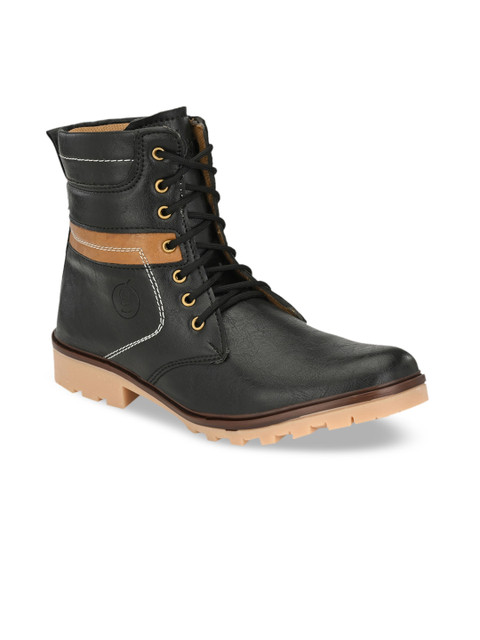 

Guava Men Black & Brown Colourblocked flat boots