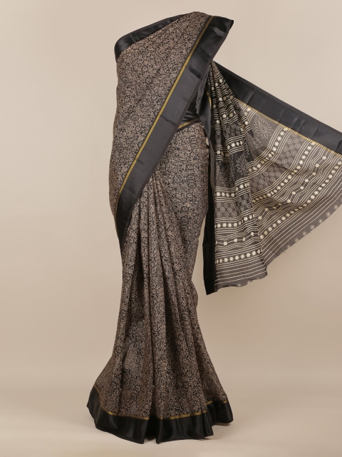 

Pothys Black Printed Jute Silk Saree