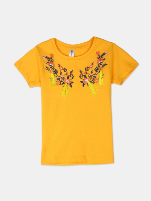 

Cherokee Girls Yellow Printed Round Neck T-shirt