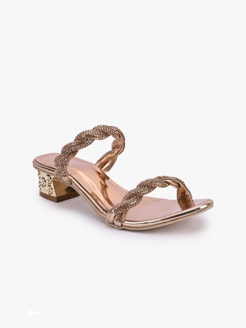 

BuckleUp Women Rose Gold Embellished Block Heels